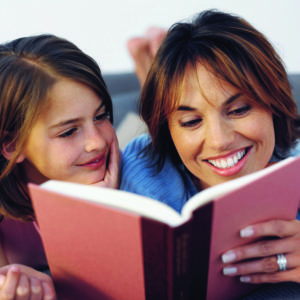 mom and daughter reading